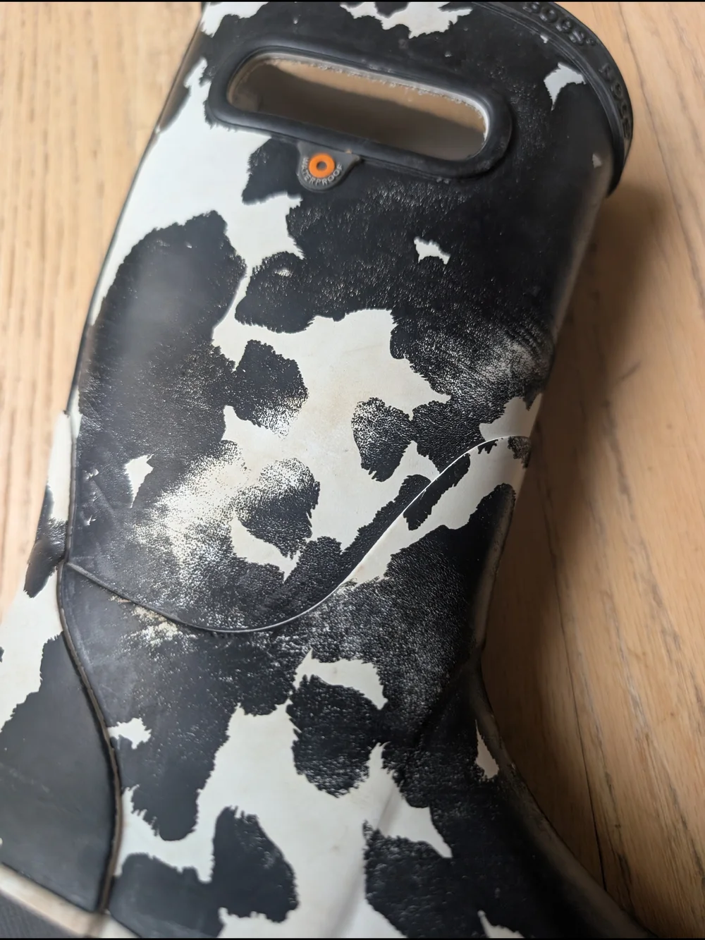 Bogs Kids Cow-Print Rain & Snow Boots in Black and White